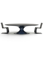 Table à thé ovale de luxe IDAO, design italien inspiré de Bugatti, style charpentier nostalgique, pour salon de villa