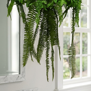 Maceta Colgante Artificial con Forma de Helecho y Tapa Decorativa de Mimbre, Follaje Verde, para Decoración del Hogar, Jardín o Balcón - Product Image 4