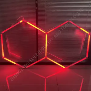 SIEZ Rgb Garage Hexagrid Led Light Rgb Lights For Decoration Auto Detailing Honeycomb Hexagon Ceiling Lamp For Gym Bar