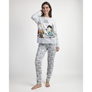 Đậu phộng ODM mujer Pijama Manga larga con <span class=keywords><strong>Snoopy</strong></span> bạn bè đàn hồi cintura động vật khủng long patrón leopardo respirable Para invierno - Product Image 1