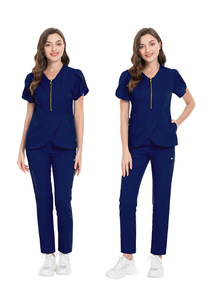 Divisa Medica per Ospedale Veterinario, Centro Maternità, Salone di Bellezza, Set Camice con Zip e Pantaloni - Product Image 2