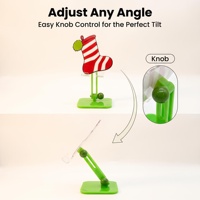 Support de téléphone pliable multi-angle réglable en acrylique rouge et blanc, antidérapant, avec espace de chargement, personnalisable OEM, pour Noël