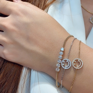 อาซูโอทอง 18K เพชรธรรมชาติ 0.16 กะรัต สร้อยข้อมือรูปหน้ายิ้มแบบนางฟ้า ทรงกลมเจียระไนแบบบริลเลียนท์ เรียบง่าย สำหรับเด็กผู้หญิงและเด็ก เครื่องประดับคุณภาพสูง Au750 - Product Image 6