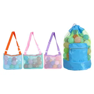 Wholesale Custom Outdoor Backpack Kids Foldable Toy Storage Bag Drawstring Strap Kids Mesh Beach Bag