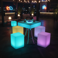 Tables de bar lumineuses à LED, en plastique imperméable, à couleurs changeantes, pour l'extérieur, tables basses combinées pour hôtel, salon, exposition