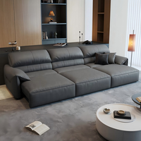Ensemble de canapés inclinables en cuir de luxe moderne et contemporain - Combinaison modulaire sectionnelle pour salon d'appartement