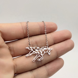 MECYLIFE collier animal mignon collier cheval géométrique en acier inoxydable bijoux <span class=keywords><strong>Origami</strong></span> licorne collier - Product Image 3