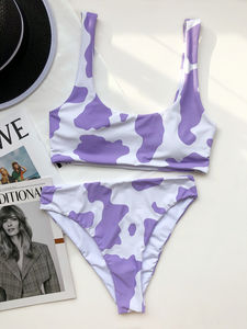 Customize logo High Waist <strong>Cow</strong> <strong>Print</strong> Swimsuit Women <strong>Bikini</strong> 2020 Summer Bathing Suit Women Two Pieces Beachwear Swimwear New - Product Image 6
