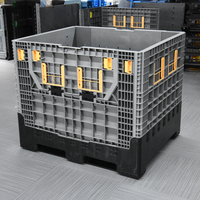 Conteneur de transport et de stockage en maille isolée pour poisson, en HDPE, grand format, solide, pliable, rigide, empilable et ventilé