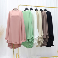 Crêpe de luxe de couleur unie Khimar Eid Ramadan Long Jibab plaine prière musulmane grande taille Khimar Hijab écharpe
