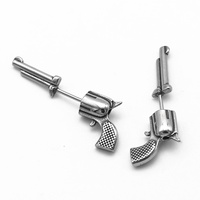 Boucles d'oreilles clous pour hommes Yunnique en acier inoxydable 316L, étanches, hypoallergéniques, style revolver pistolet, vintage, punk, gothique, motard