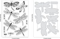Matrices de découpe Libellule, matrices de découpe animaux et ensemble de tampons transparents variés, gabarit de gaufrage Libellule et tampon en silicone