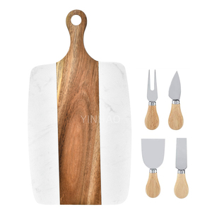 2025 yunhao Keo Gỗ pho mát Hội Đồng Quản trị cắt Board đá cẩm thạch với 4pcs pho mát dao Đặt đá cẩm thạch pho mát Board Set - Product Image 6