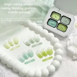 Gel para decoración de uñas con diseño de cuatro cuadrículas para primavera y verano, ideal para mezclar y pintar con efecto degradado. Curado con LED, sin necesidad de lavado, arte de uñas DIY - Product Image 4