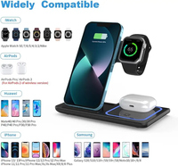 Support de chargeur sans fil pliable 3 en 1 Mindpure 15W avec veilleuse, station de charge rapide pour smartphone, montre et écouteurs
