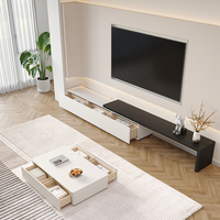 Meuble TV en bois sur mesure pour salon, design moderne, modulaire, avec rangement et présentoir