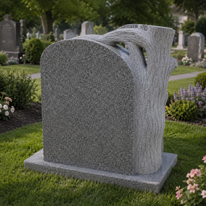 Stèle funéraire en granit gris de Chine avec sculpture de rose, style européen traditionnel pour cimetière - Product Image 4