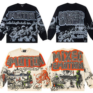 Gran oferta, Sudadera con capucha de algodón 100% de alta calidad, ropa de calle con estampado de peso pesado, ropa de hombre, Sudadera con capucha de manga larga con emociones mixtas para hombre - Product Image 1