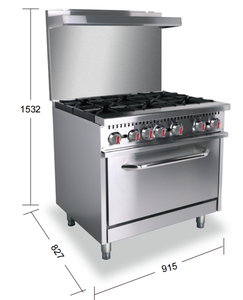Cuisinière professionnelle Sunworld à gaz avec plaques chauffantes ouvertes, 4 brûleurs, fours/plaques de cuisson/salamandres, en acier au carbone, haute productivité LK-24 - Product Image 4