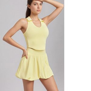 Ensemble jupe plissée gonflée d'été pour femmes Badminton Golf Tennis Wear Outfit 2 Piece Inside Pockets Quick Dry Girl Tennis Skirts Set - Product Image 6