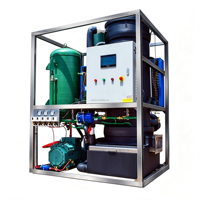 Petite machine à glace en tube industrielle de 500 kg contrôlée par PLC avec compresseur Emerson, refroidie par air/eau, haute productivité, capacité de 600 kg