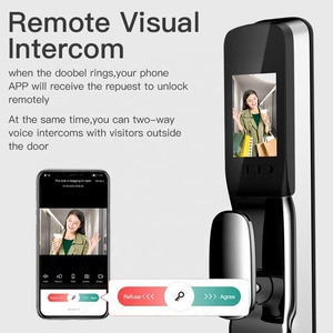 Điện sinh trắc học vân tay nhận dạng khuôn mặt thông minh khóa cửa tuya <span class=keywords><strong>Wifi</strong></span> <span class=keywords><strong>intercom</strong></span> cho cổng cửa gỗ - Product Image 3