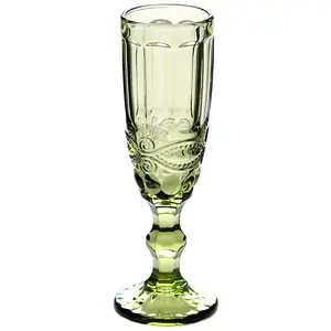 Wholesale carved colorful diamond champagne flutes wine glass cocktail glass home decoration