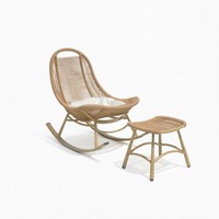 Fauteuil à bascule moderne en corde tressée PU avec coussin en velours, structure en acier carbone, chaise à bascule durable pour la maison, le bureau et le salon