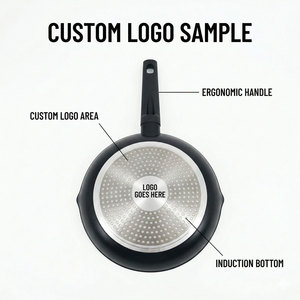 Poêle à frire noire E-Top avec bec verseur, poignée ergonomique isolante, ustensile de cuisine antiadhésif, casserole, poêle à sauce - Product Image 3