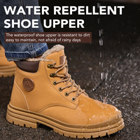 Chaussures de sécurité OEM légères et respirantes, mi-montantes, avec embout en acier, anti-écrasement, pour l'usine, en daim, toile et fourrure, unisexe, pour l'hiver