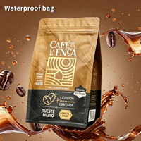 Sachets personnalisés à fond plat en aluminium givré, conformes aux normes alimentaires, 340g, 500g, 1kg, pour café, avec valve et fermeture éclair