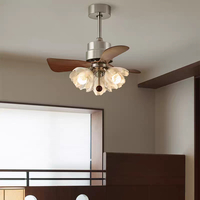 Ventilateur de plafond moderne de 28 pouces avec télécommande, LED, 3 pales en métal, abat-jour en forme de fleur pour salle à manger, salon intérieur