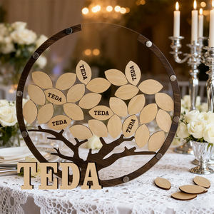 现代新设计树叶形留言簿婚礼留言簿带定制徽标亚克力木底座 Teda Craft Model <span class=keywords><strong>GBL</strong></span> - Product Image 1