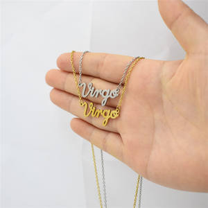 Collar con colgante de acero inoxidable chapado en oro, 12 Constelaciones, fuente personalizada, Zodíaco, <span class=keywords><strong>2022</strong></span> - Product Image 3