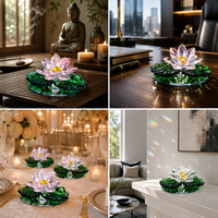 Flor de Loto de Cristal Óptico K9 al por Mayor con Nácar de Lirio, Decoración Zen Feng Shui Hecha a Mano para la Riqueza y la Prosperidad