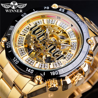 Montre automatique squelette en acier inoxydable de luxe pour hommes Winner W069, design steampunk, mode, affaires, Orologio Automatico Montre