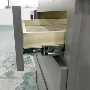 אור אפור מבריק מודרני מטבח ארונות עיצוב עם זכוכית ארון דלת - Product Image 5