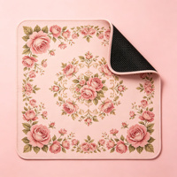 Tapis de Mahjong Vert Forêt, Motif Champignons et Écureuils d'Automne, Antidérapant en Microfibre, Tapis de Table de Mahjong Américain pour 4 Joueurs