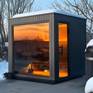Sauna moderne <span class=keywords><strong>en</strong></span> <span class=keywords><strong>bois</strong></span> de pruche pour 5 personnes, écologique, avec ventilation <span class=keywords><strong>solaire</strong></span>, panneau de commande informatisé et <span class=keywords><strong>douche</strong></span> supplémentaire - Product Image 1