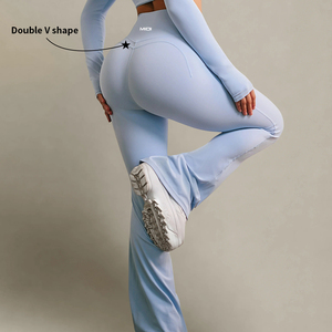 MIQI, pantalones ajustados de pierna ancha para gimnasio, mallas activas de entrenamiento de cintura alta para levantamiento de glúteos, mallas de Yoga acampanadas para mujer - Product Image 1