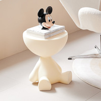 Table d'appoint ronde moderne de luxe, design de dessin animé, table basse en plastique à tête plate, table d'appoint en plastique de luxe légère, design de dessin animé