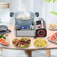 Réchaud à gaz portable mini pour l'extérieur 2900W, équipement d'urgence pour le camping, réchaud à gaz butane avec étui de transport