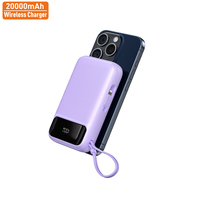 Vina nueva alta capacidad de carga rápida 22,5 W Mini banco de energía de carga inalámbrica magnética 20000mAh gran potencia con cable para iPhone