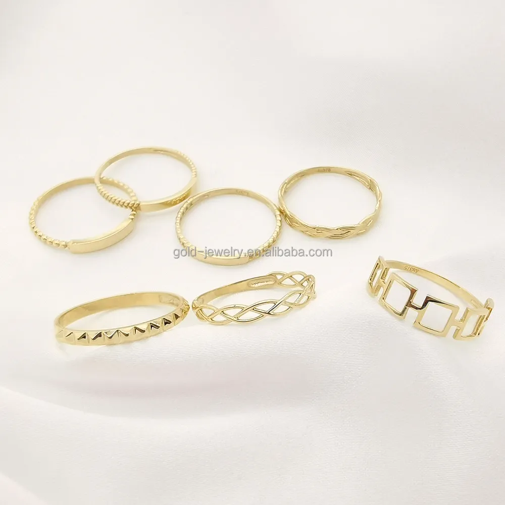 Bague en or pour femmes, chaîne de fiançailles, accessoire de mode, en or véritable, bijoux de doigt, cadeau, 9K 14K