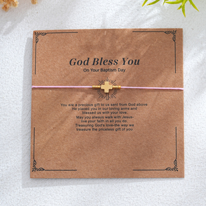 Pulsera de Cruz <span class=keywords><strong>para</strong></span> <span class=keywords><strong>Bautizo</strong></span> Go2boho, Cruz de Metal Dorado con Cordón Colorido, Regalo de Joyería Religiosa <span class=keywords><strong>para</strong></span> <span class=keywords><strong>Bautizo</strong></span> de Bebé - Product Image 4