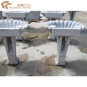 Lavabo en marbre blanc en forme de feuille de <span class=keywords><strong>lotus</strong></span> avec piédestal - Product Image 1