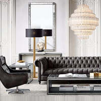 Tube de verre personnalisé grand escalier linéaire loft suspension couloir doré double hauteur décor grands lustres en cristal de luxe