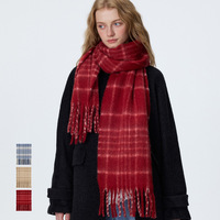 Écharpe d'hiver à carreaux rouges pour femmes, écharpe classique à carreaux avec franges, accessoire de mode confortable pour l'automne et l'hiver, écharpe à carreaux rouges OEM/ODM