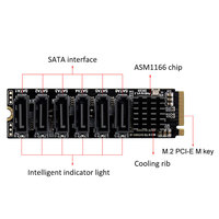 Carte d'extension haute qualité PH516 M2 M-EKY PCIE3.0 vers SATA6G 6 ports, prend en charge le protocole SATA pour les disques durs de PC de bureau