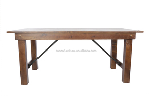 Bàn Trang Trại Gấp Gọn Bằng Gỗ Thông Trơn Mộc Mạc Kiểu Cổ - Product Image 5